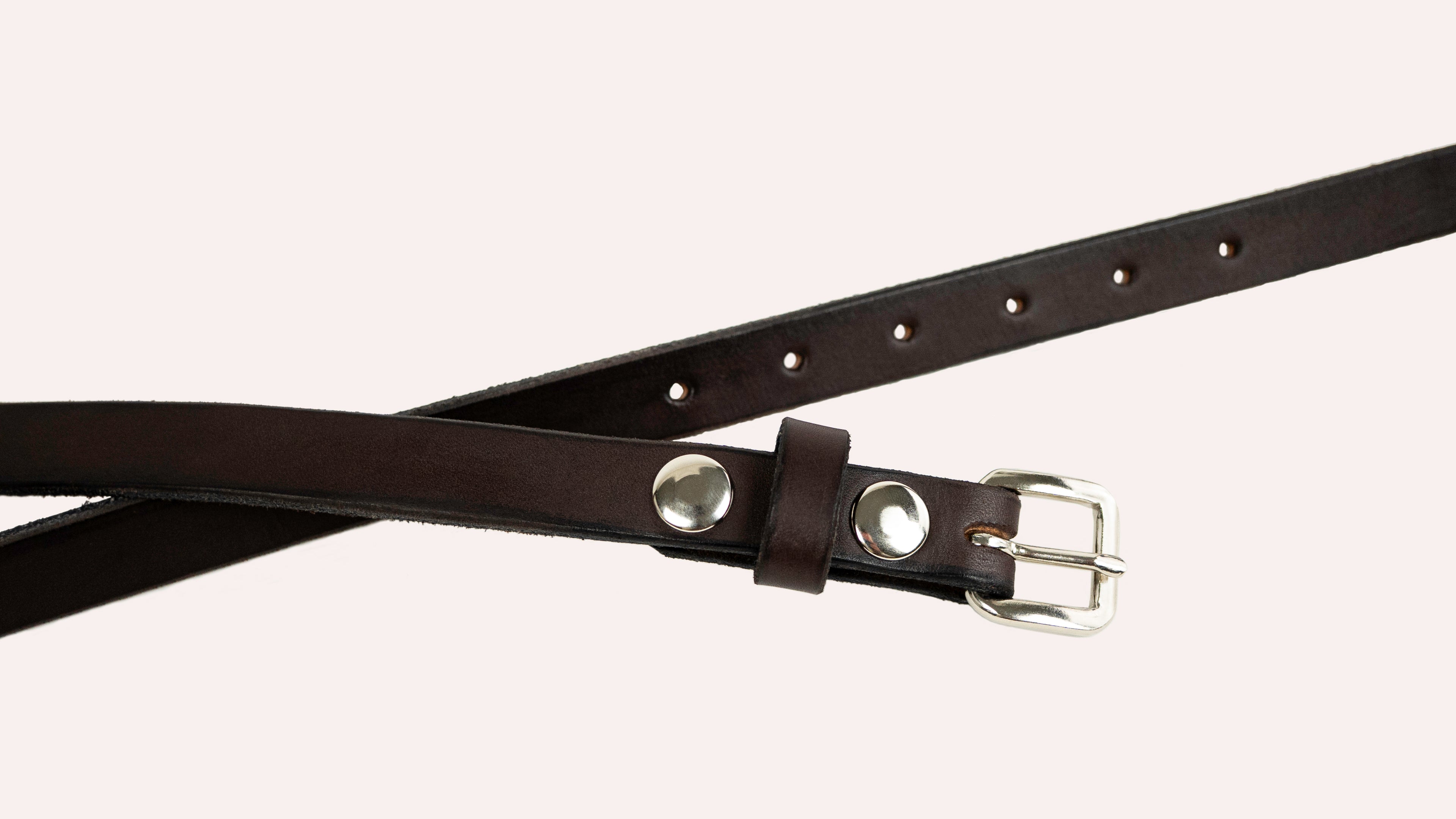Slim Dark Brown Western Leather Belt