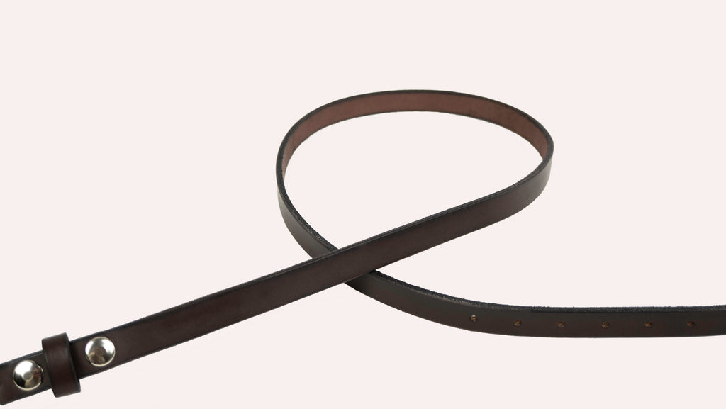 Slim Dark Brown Western Leather Belt