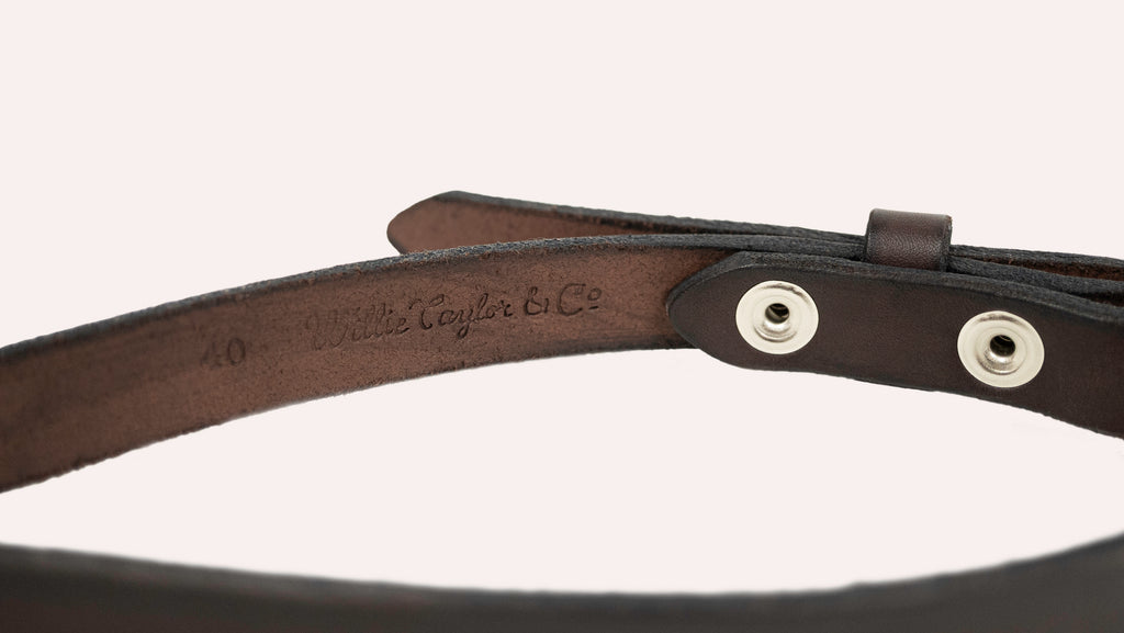 Slim Dark Brown Western Leather Belt
