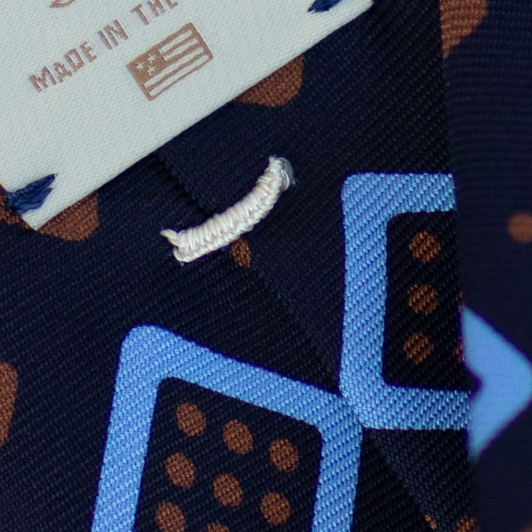 Corbata de seda laminada a mano de 36 oz con estampado cuadrado geométrico abstracto azul