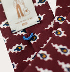 Claret Abstract Geometric Q Print 36oz Hand Rolled Silk Necktie