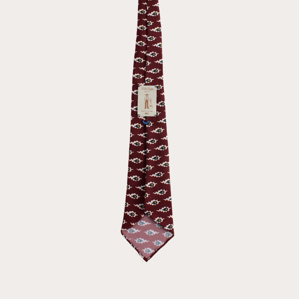 Claret Abstract Geometric Q Print 36oz Hand Rolled Silk Necktie