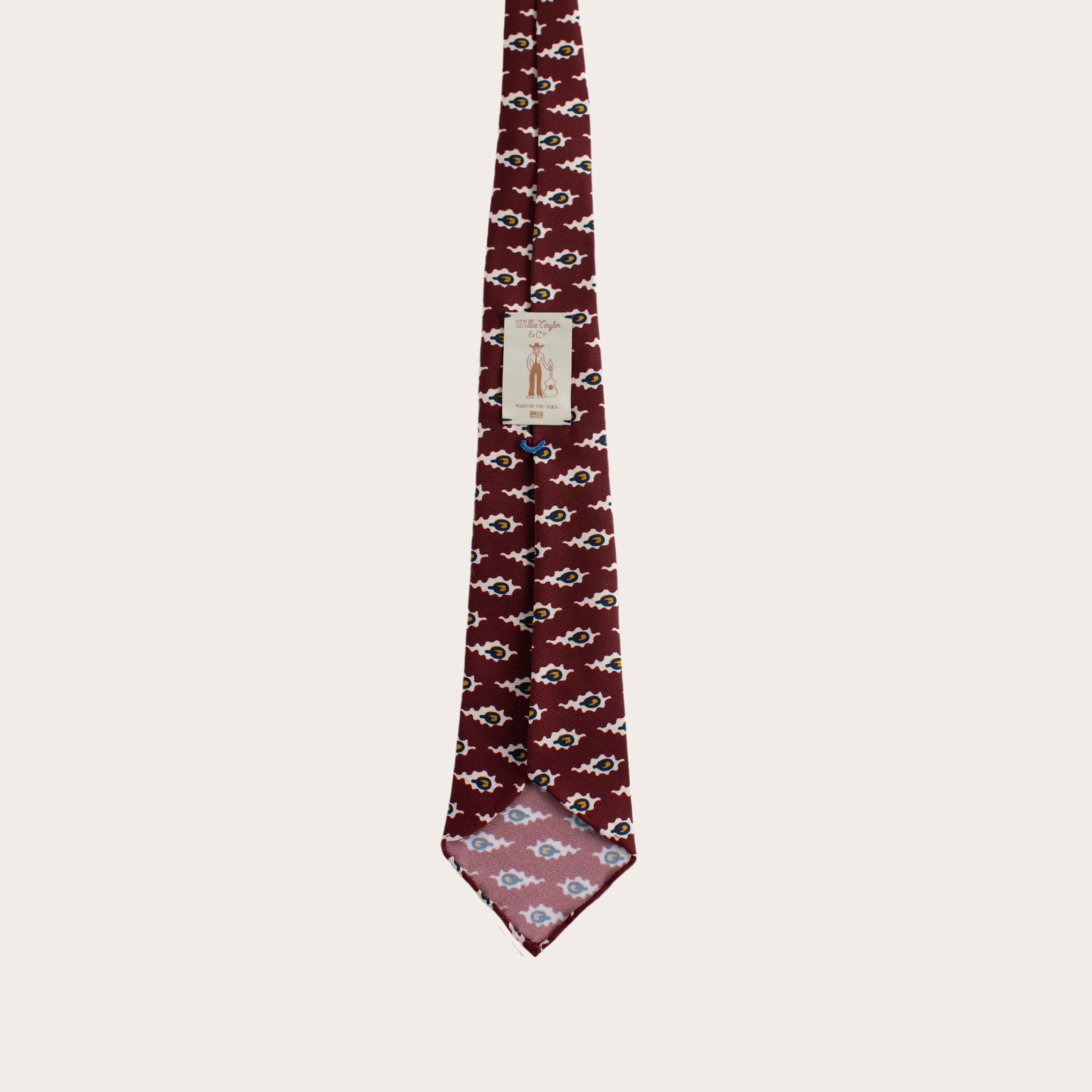 Claret Abstract Geometric Q Print 36oz Hand Rolled Silk Necktie