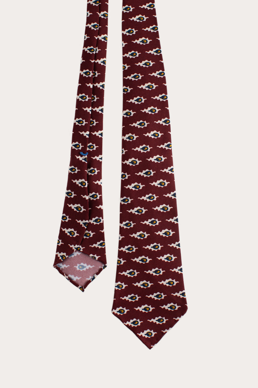 Claret Abstract Geometric Q Print 36oz Hand Rolled Silk Necktie