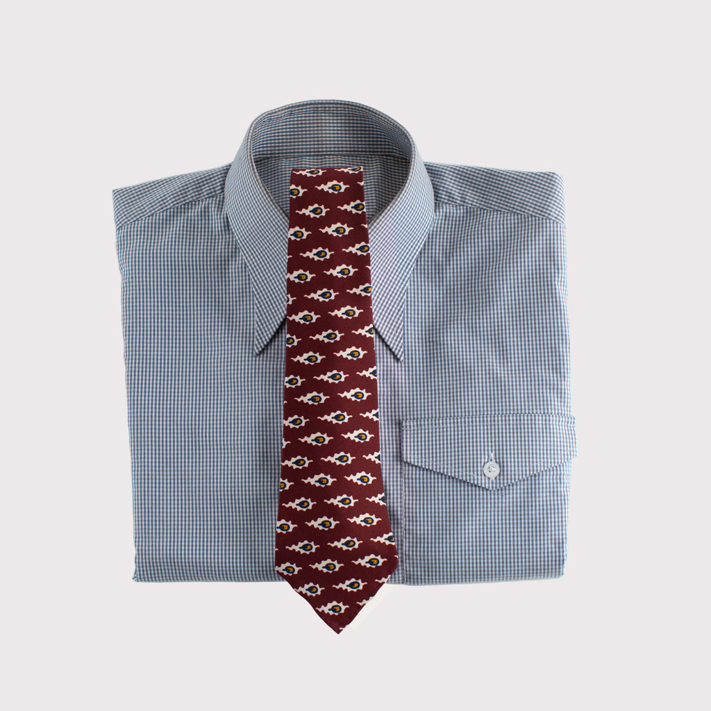 Claret Abstract Geometric Q Print 36oz Hand Rolled Silk Necktie