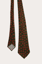 Green Abstract Flower Print 36oz Hand Rolled Silk Necktie