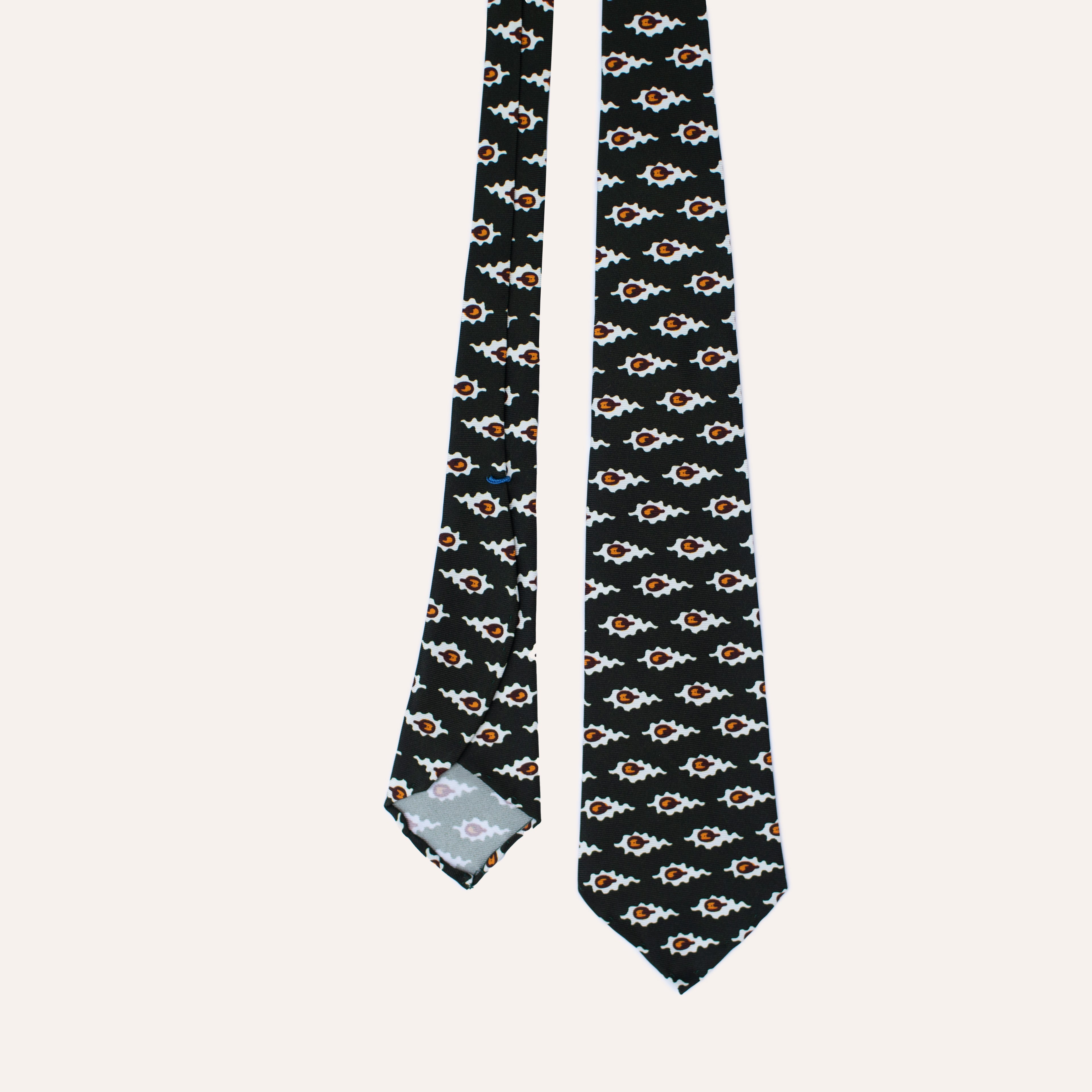 Corbata de seda laminada a mano de 36 oz con estampado Q geométrico abstracto verde