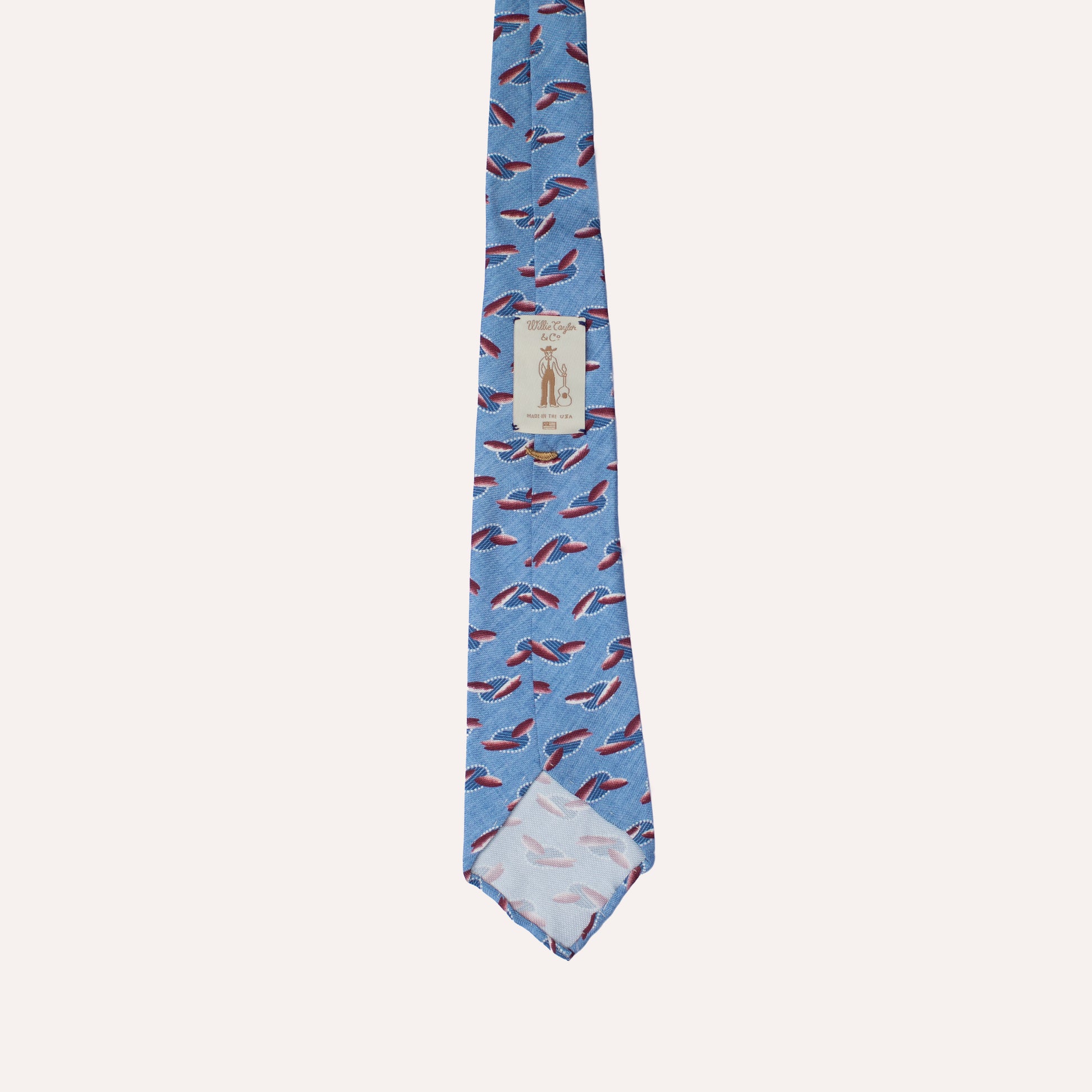Corbata de seda laminada a mano con diseño ovalado abstracto azul