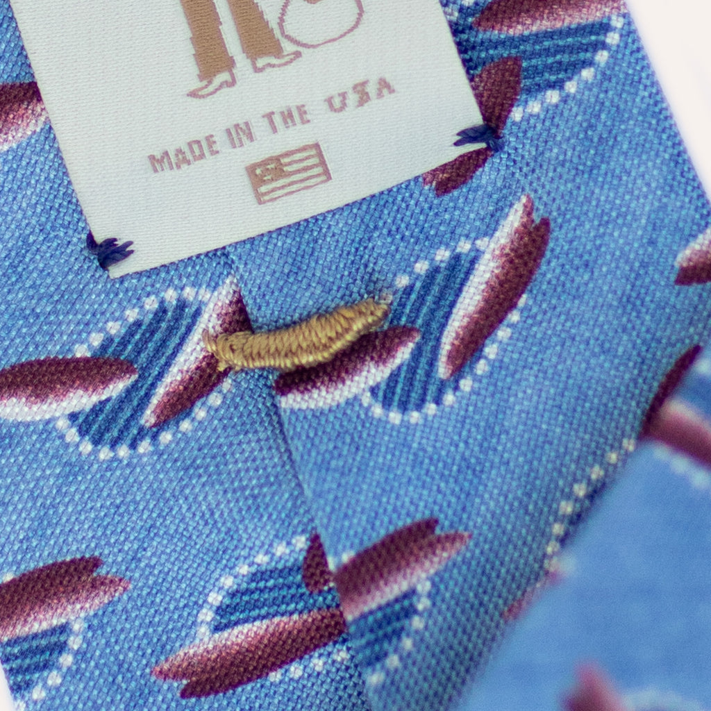 Corbata de seda laminada a mano con diseño ovalado abstracto azul