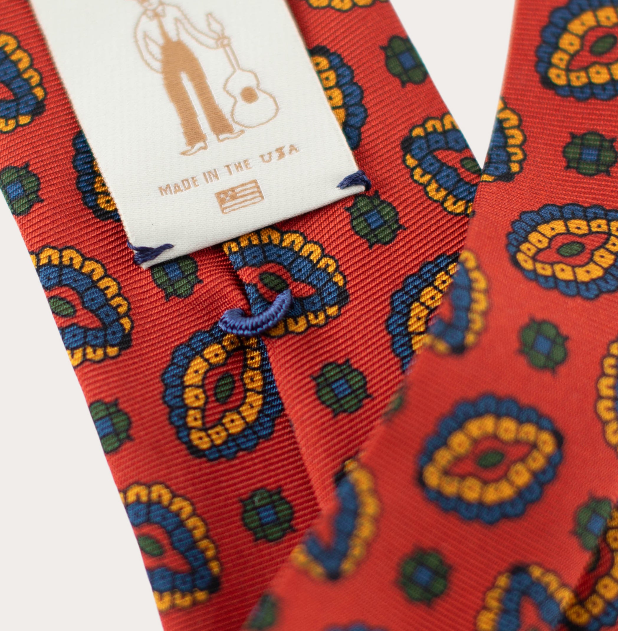 Corbata de seda laminada a mano de 36 oz con estampado de círculos geométricos abstractos naranjas