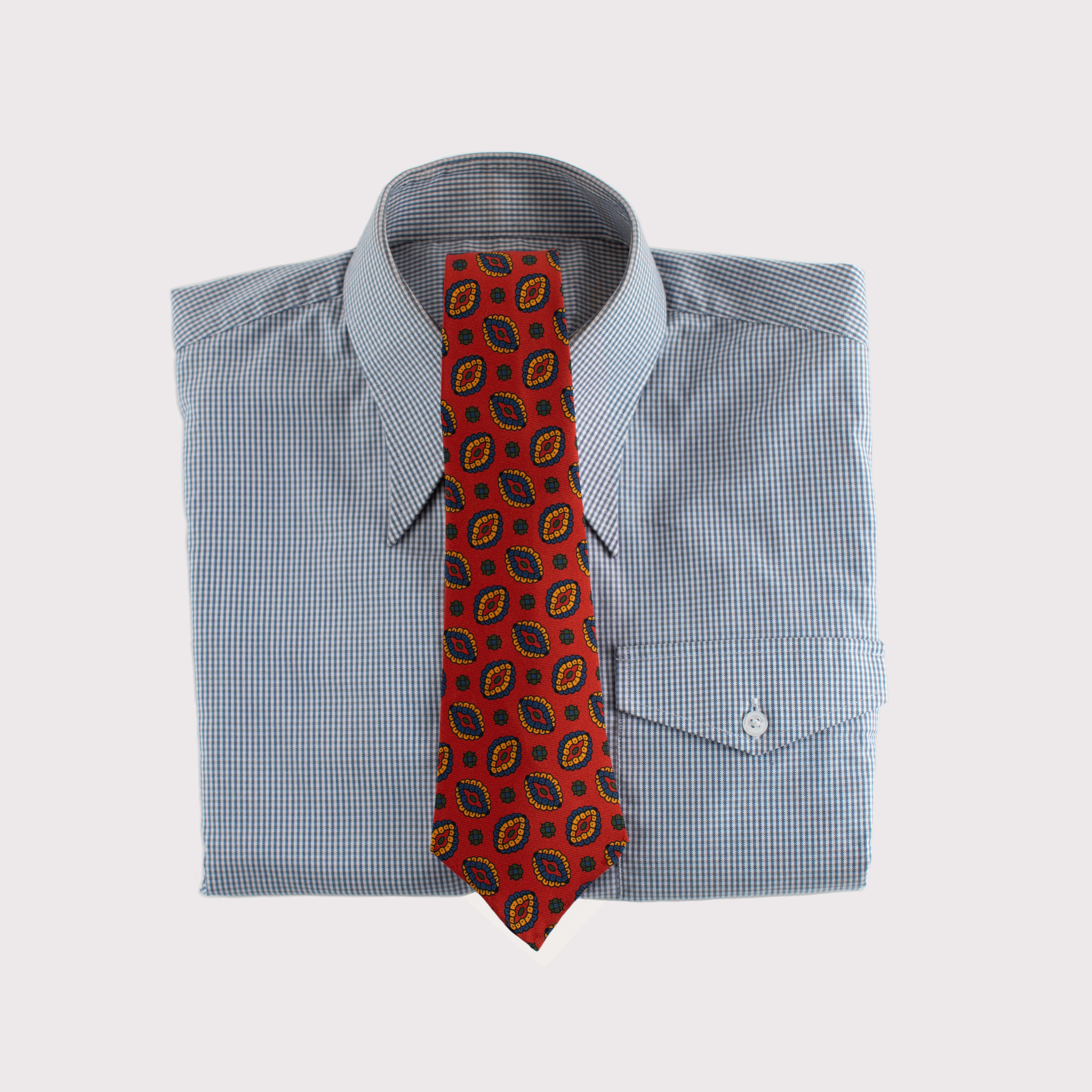 Corbata de seda laminada a mano de 36 oz con estampado de círculos geométricos abstractos naranjas