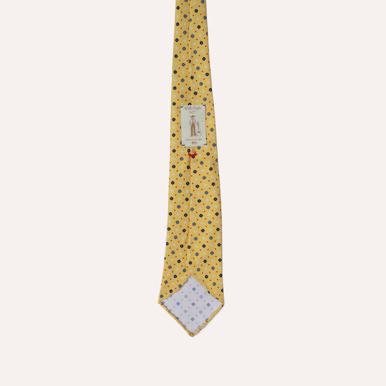 Yellow Flower Print 36oz Hand Rolled Silk Necktie