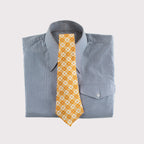 Corbata de seda laminada a mano de 36 oz con estampado de círculos geométricos abstractos naranjas