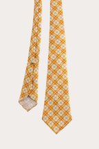 Corbata de seda laminada a mano de 36 oz con estampado de círculos geométricos abstractos naranjas