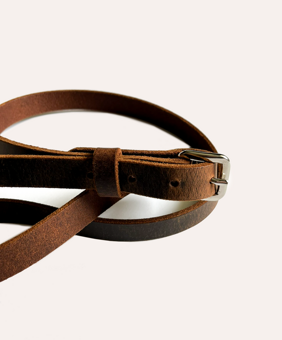 Slim Brown Western Leather Belt