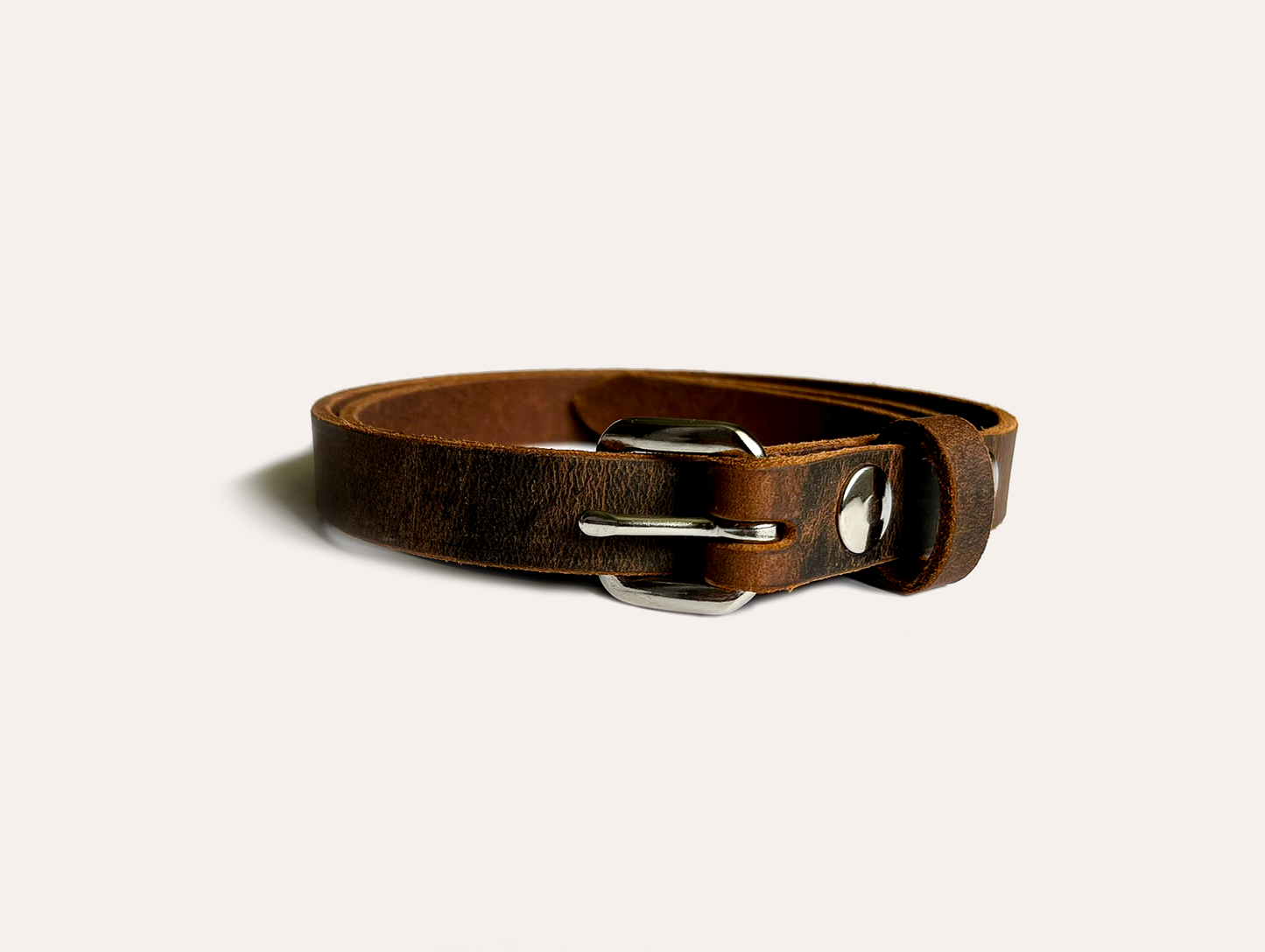 Slim Brown Western Leather Belt