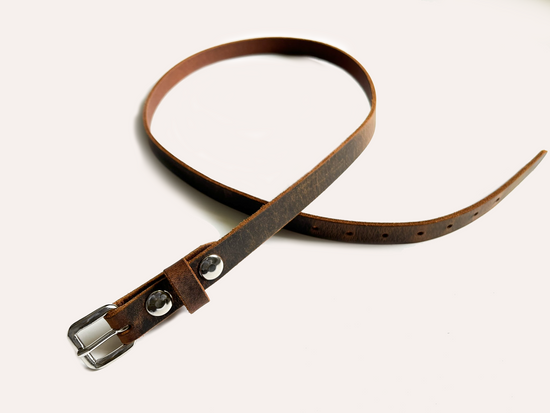 Slim Brown Western Leather Belt