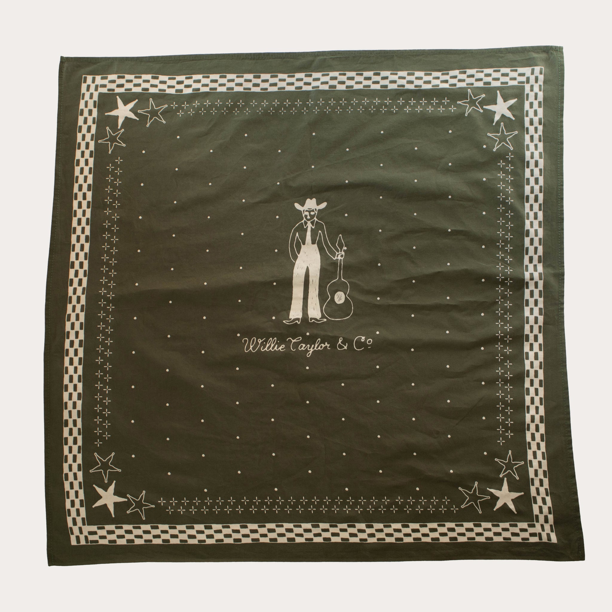 Bandana de algodón japonés verde oliva